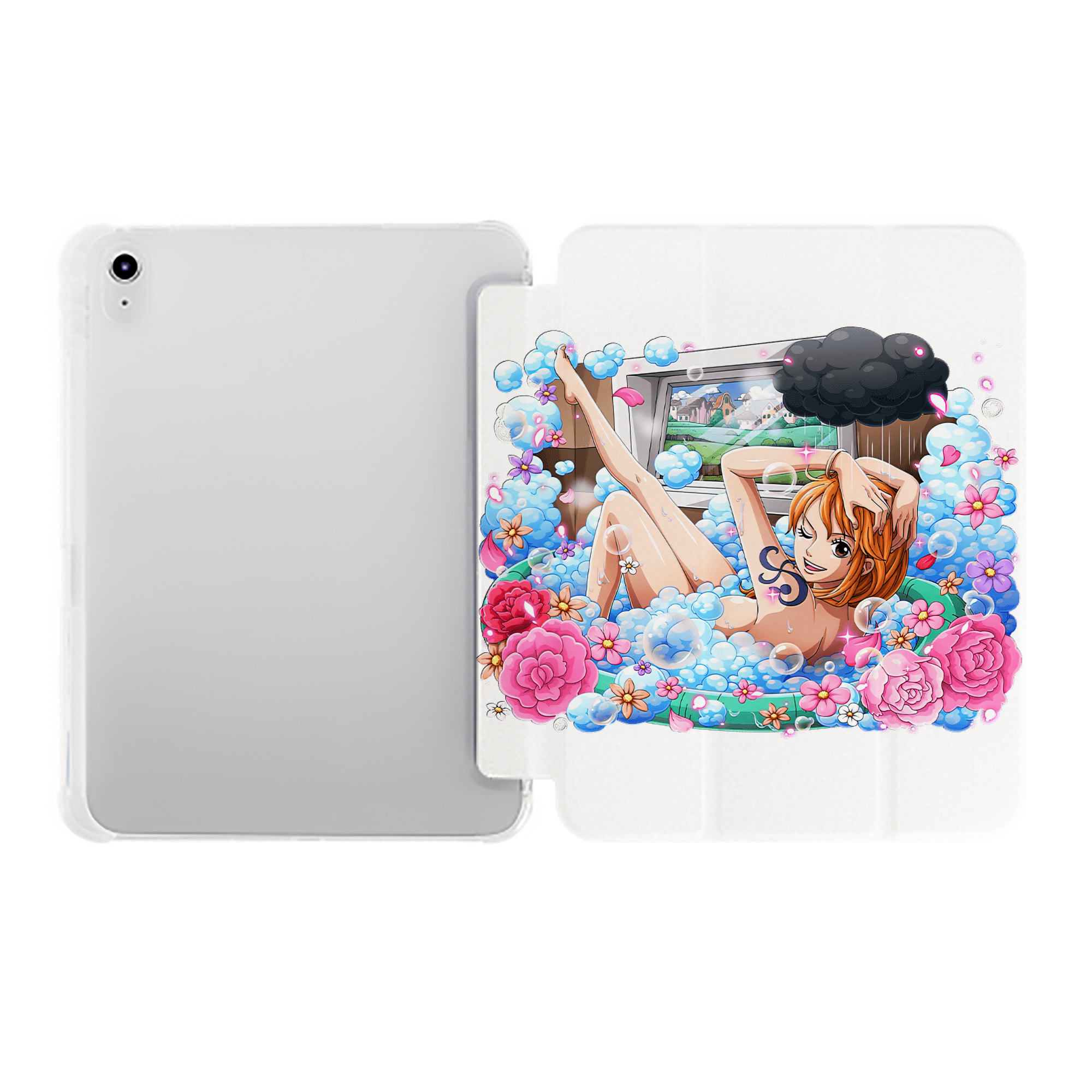 （画像用） ワンピース ナミ ONE PIECE Nami IPad ケース ペン収納付き 三つ折りスタンド PUレザー×シリコン 対応機種9.5/10.5/10.9インチ